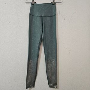 Beyond Yoga x barre3 Lux High-Waisted Metallic Ombre Leggings - Sage Made In USA